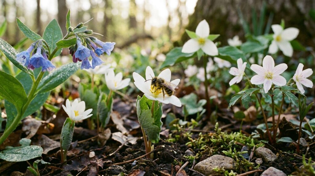 Bee friendly garden plants, native flower borders, pollinator garden design