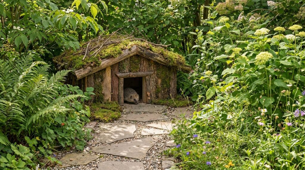 how to attract hedgehogs to garden, hedgehog friendly garden design, wildlife corridor backyard