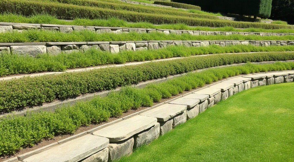 sloped garden ideas, retaining wall designs, terraced garden beds