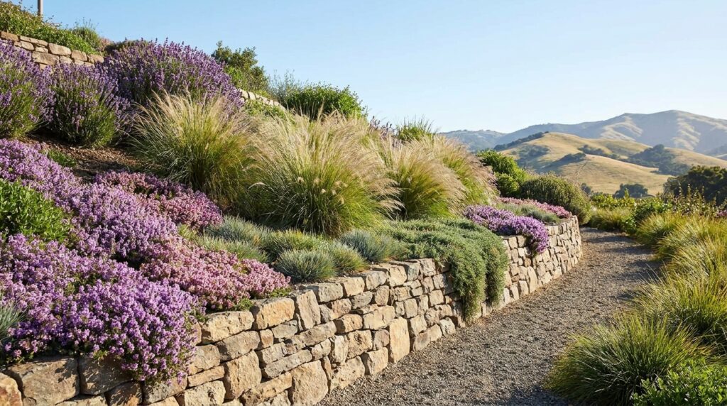 sloped garden ideas, retaining wall designs, terraced garden beds