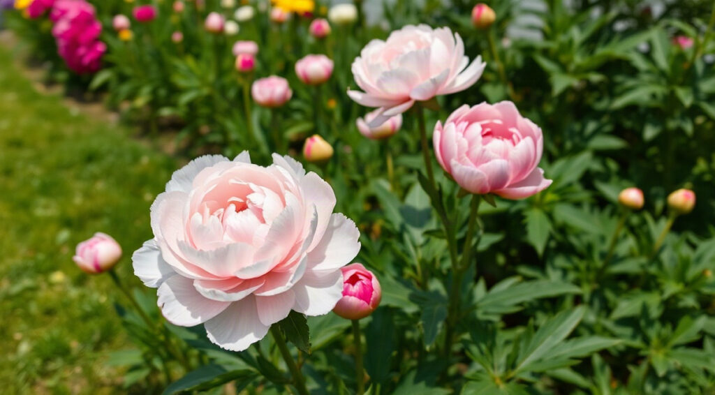 peony care cut flowers, perennial border planning, flower cutting garden layout